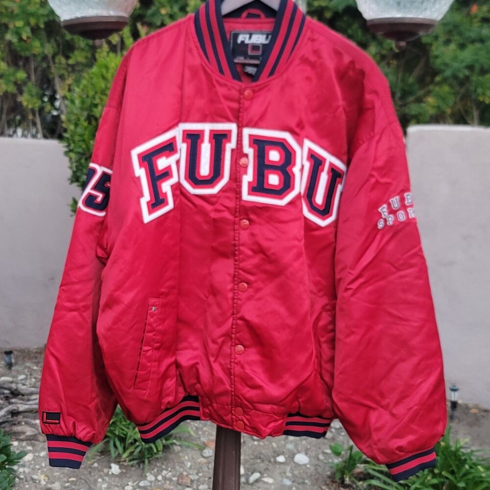 Vtg FUBU Satin Bomber Jacket